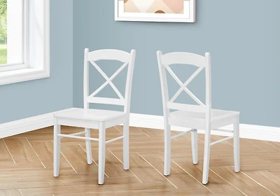 Monarch Specialties  Chaise De Salle À Manger, Ensemble De 2, Coté, Cuisine, Salle À Manger, Blanc, Pieds En Bois, Transitionnel