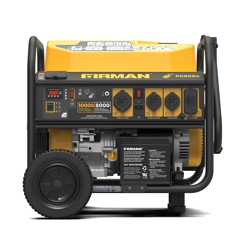 FIRMAN P08004 Gas Portable Generator 10000/8000W Remote Start 120/240V Wheel Kit