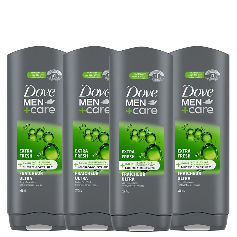 Dove Men+Care Body and Face Wash Extra Fresh for Men with 24-Hour Nourishing Micromoisture Technology 532mL
