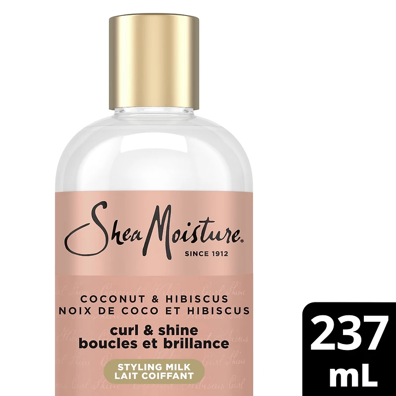 SheaMoisture Curl & Style Milk Leave-In Conditioner for thick, curly hair Coconut & Hibiscus hair conditioner with Silk Protein and Neem Oil 237mL