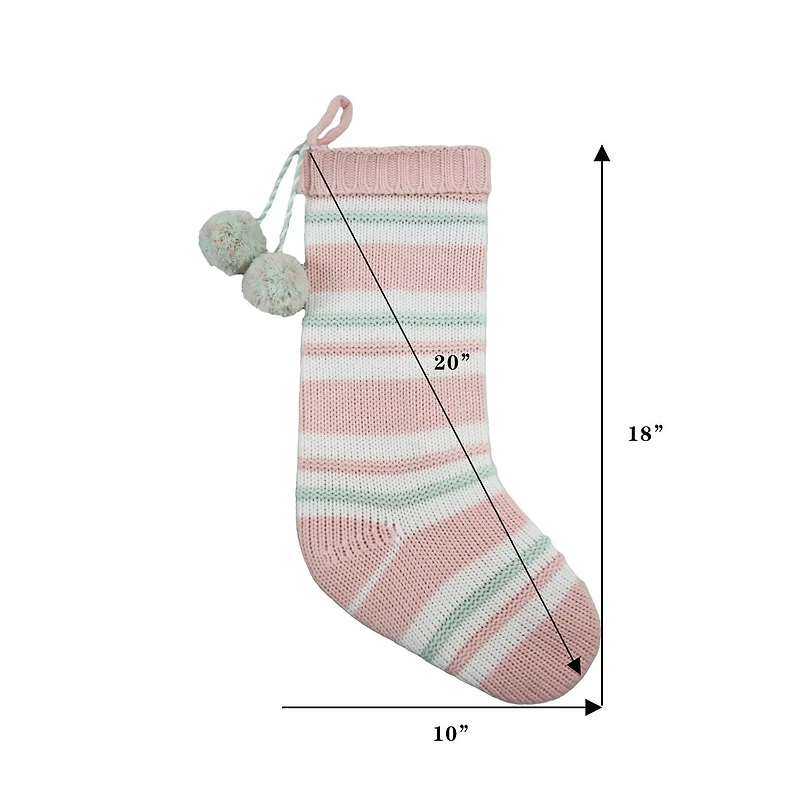 Holiday Time 20 inches Christmas striped knit Stocking