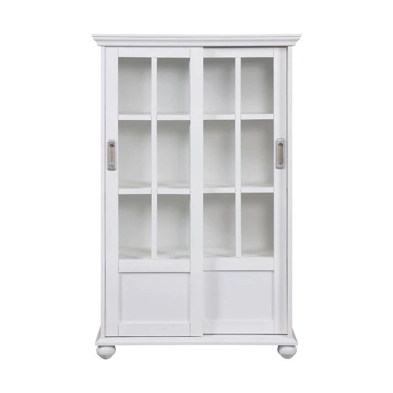 Ameriwood Home Aaron Lane Bookcase with Sliding Glass Doors, White
