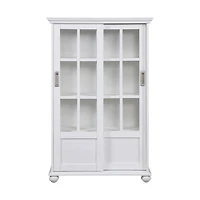 Ameriwood Home Aaron Lane Bookcase with Sliding Glass Doors, White