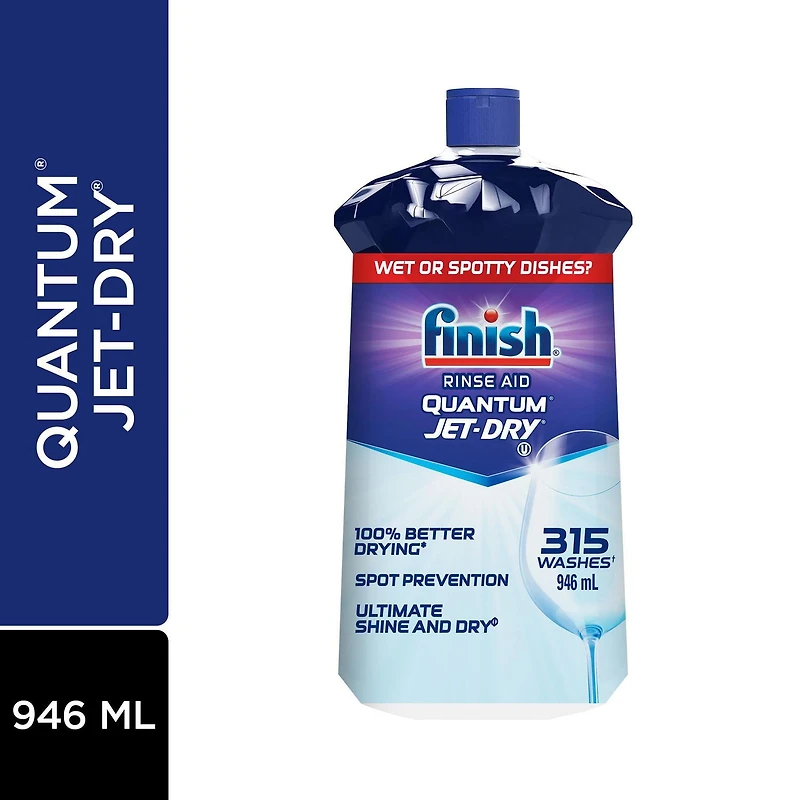 Finish Jet-Dry, Produit de rinçage pour lave-vaisselle, Quantum, 946 ml, Agent de rinçage pour lave-vaisselle et agent de séchage 946 ml
