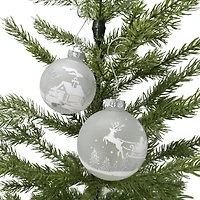 Holiday Time Dia 65mm 4Ct Deer&House Glass Ornament