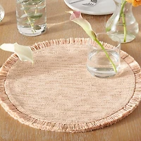 Way to Celebrate Easter Stria Jute Cotton Fringe Placemat, Bellini, 15" Round, 1 Piece