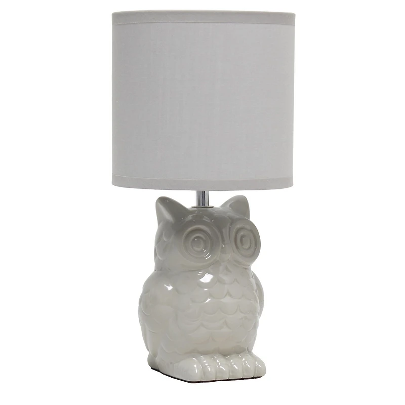 Simple Designs 12.8"  Ceramic Owl Bedside Table Desk Lamp with Matching Fabric Shade for Home Decor, Bedroom, Nightstand, Living Room, Entryway, Kids' Room, Nursery, Dandelion Yellow