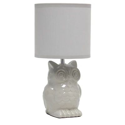 Simple Designs 12.8"  Ceramic Owl Bedside Table Desk Lamp with Matching Fabric Shade for Home Decor, Bedroom, Nightstand, Living Room, Entryway, Kids' Room, Nursery, Dandelion Yellow