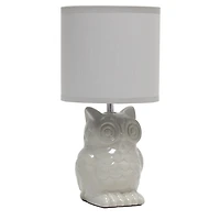 Simple Designs 12.8"  Ceramic Owl Bedside Table Desk Lamp with Matching Fabric Shade for Home Decor, Bedroom, Nightstand, Living Room, Entryway, Kids' Room, Nursery, Dandelion Yellow