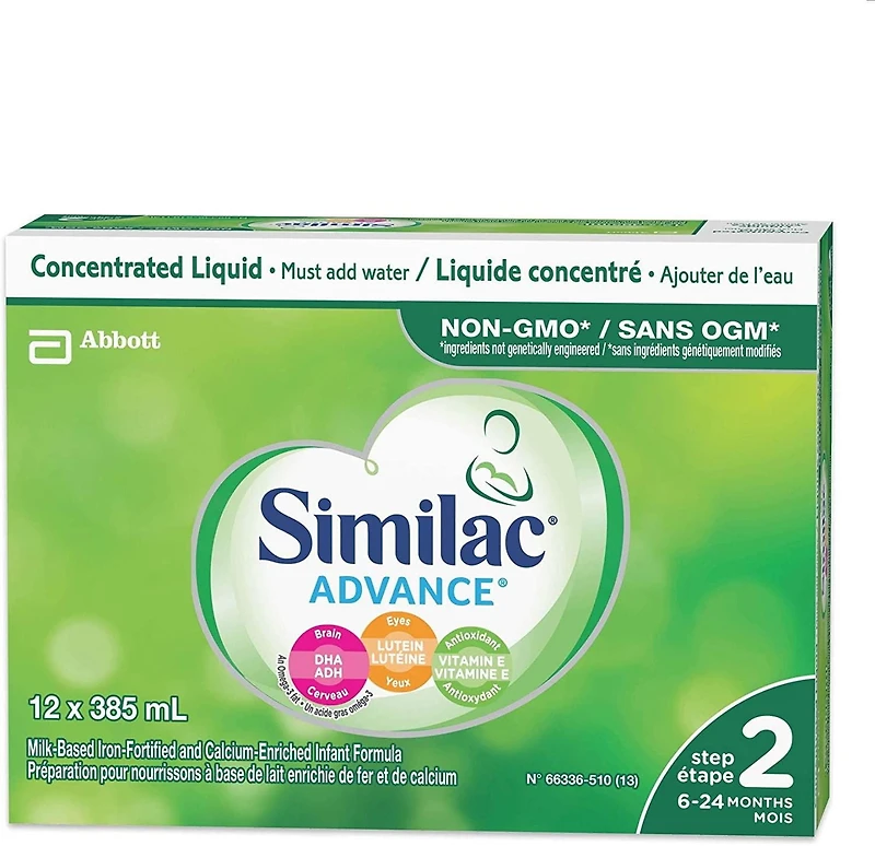 Similac Advance Step 2 Non-GMO Baby Formula, Infant Formula, Concentrated Liquid, 6-24 Months, 12x385 milliliters, 12 x 385 mL