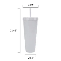 Way To Celebrate 27 oz White Acrylic Mummy Tumbler, CELEBRATE PL SIPPER WHITE MUMMY