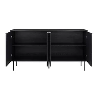 CorLiving Lysander Engineered Wood Fluted Sideboard with 4 Doors and 4 Shelves, Black