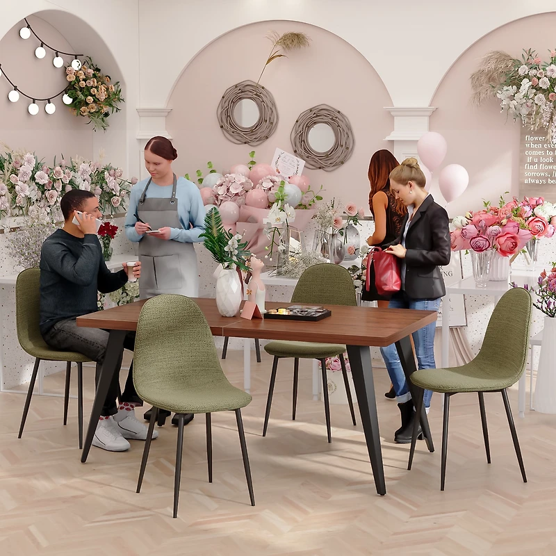 Homy Casa Set of 4 Armless Upholstered Side Chairs for Living Room Bedroom Reception, Green Fabric