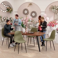 Homy Casa Set of 4 Armless Upholstered Side Chairs for Living Room Bedroom Reception, Green Fabric