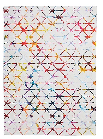 Tapis Motif Faux Lapin Félix ivoire & multi de 5 pi x 7 pi