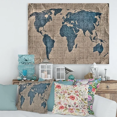 Designart Ancienne carte du monde I Art mural sur toile
