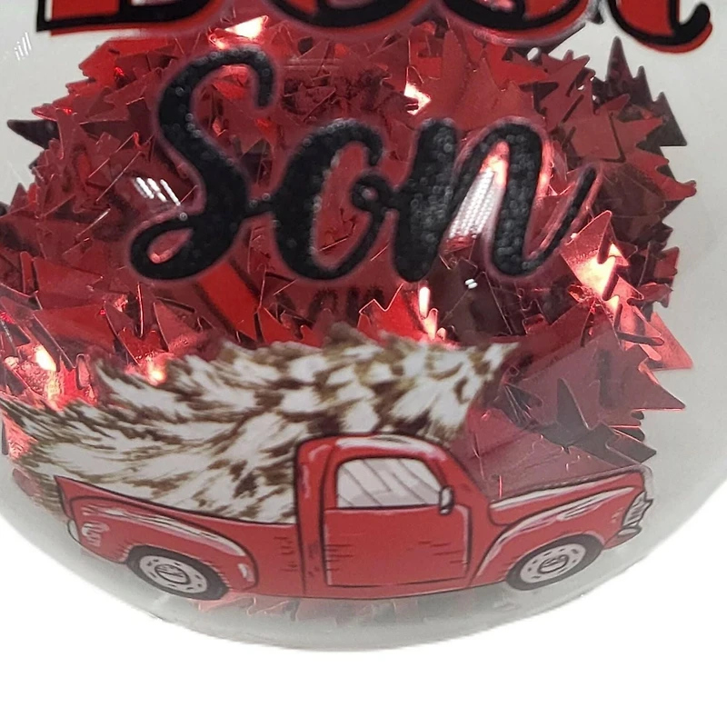 "World's Best Son" Transparent Tree Filled Collectible Glass Ball Ornament, 4 in, by Holiday Time