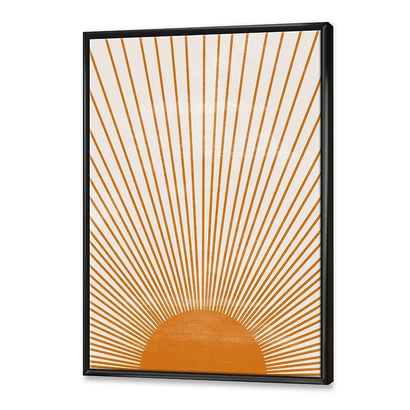 Designart Imprimé soleil orange III ART MURAL À CADRE FLOTTÉ