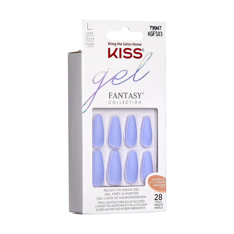 KISS Gel Fantasy - 28 faux ongles, longs Haut volume.