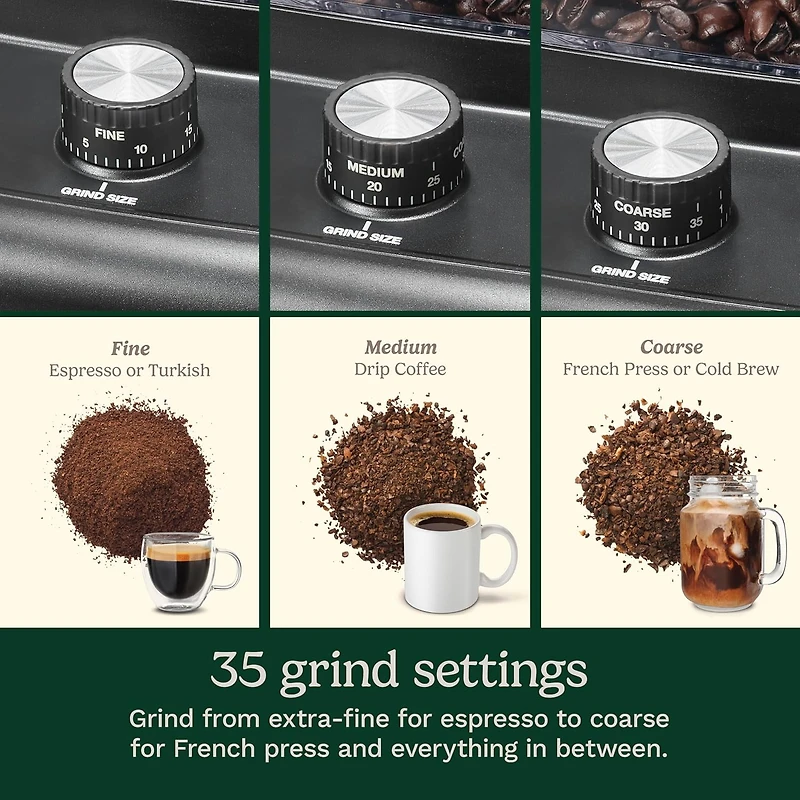 Cuisinart Moulin à fraise conique pour expresso et café, 35 réglages de moulu, 1 à 14 tasses