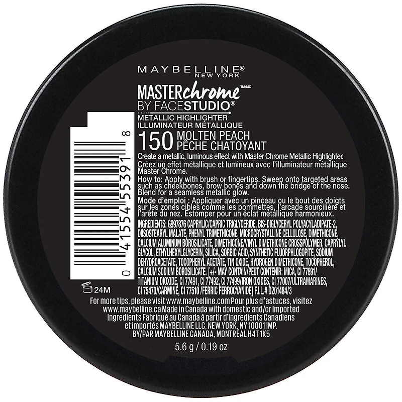 Maybelline New York Facestudio® Master Chrome™, Illuminateur Métallieque, Molten Peach, 5.4 g 5.4 gr