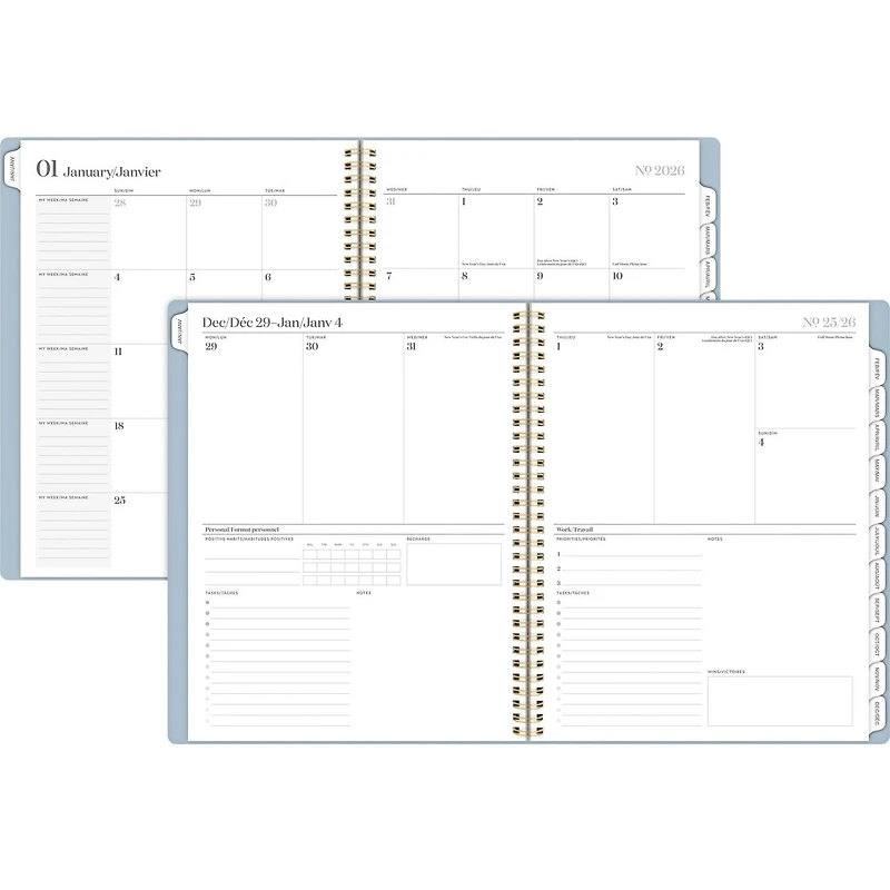 Agenda hebdomadaire Cambridge Workstyle Balance Aqua 2026, grand format Agenda
