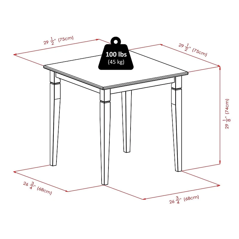 Winsome Kingsgate Dining Table Routed with Tapered Leg - 94133