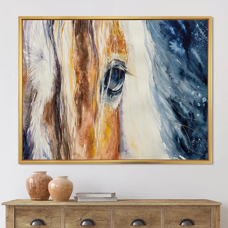 Designart Close-Up of A Beautiful Horses Eye I FLOAT FRAME WALL ART