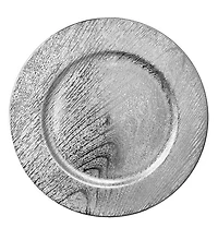 Holiday Time 13-Inch Silver Woodgrain Charger