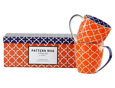 Set of 4 Geometric Mugs with Gift Box. Orange