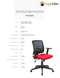 TygerClaw Low Back Mesh Office Chair