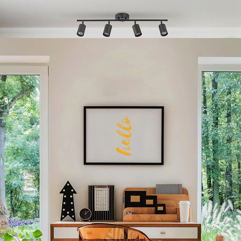 Rail d’éclairage à 4 ampoules de 30 po noir mat