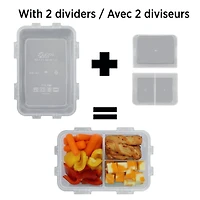 Starfrit LocknLock Plastic Bento Lunch Container - Removable Divider - 34oz/1L - Airtight & Leakproof - 4-Sided Locking Lid, Nestable and stackable