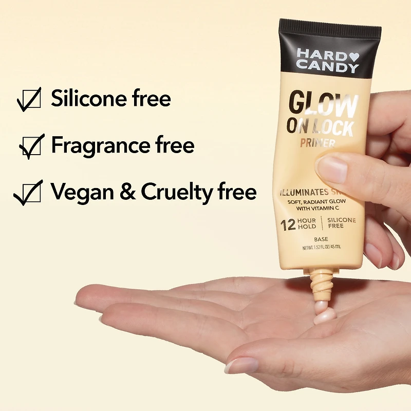 Hard Candy Glow On Lock Water-based Illuminating 12-Hour Hold Face Primer with Vitamin C, 1.52 fluid ounces