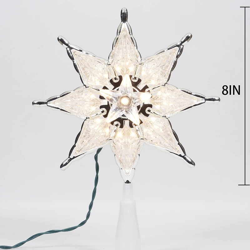 Étoile pour cime de sapin de Noël Holiday Time à DEL éclairée de 8 pouces, argent