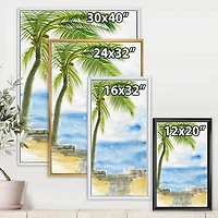 Designart Palm Beach Resort à l'aube II ART MURAL À CADRE FLOTTÉ