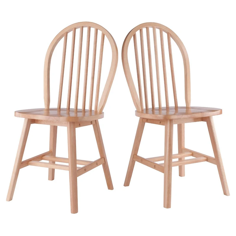 Windsor 2pc Chair Set Natural Finish