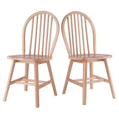 Windsor 2pc Chair Set Natural Finish