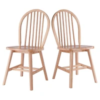 Windsor 2pc Chair Set Natural Finish