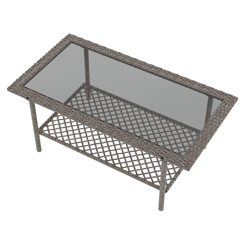 Mainstays Pebbleton Patio Wicker Table - Grey