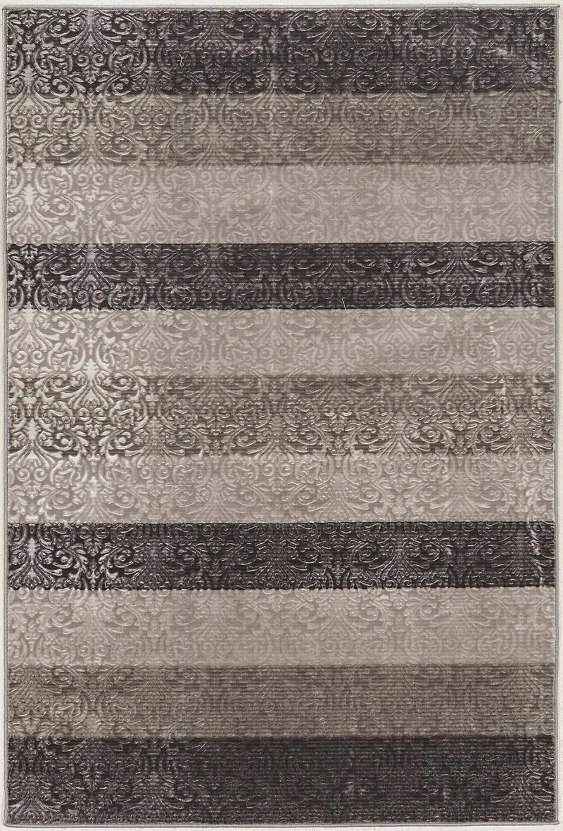 Tapis Evolution à rayures damassées 8 pi x 10 pi 3 po, gris et noir