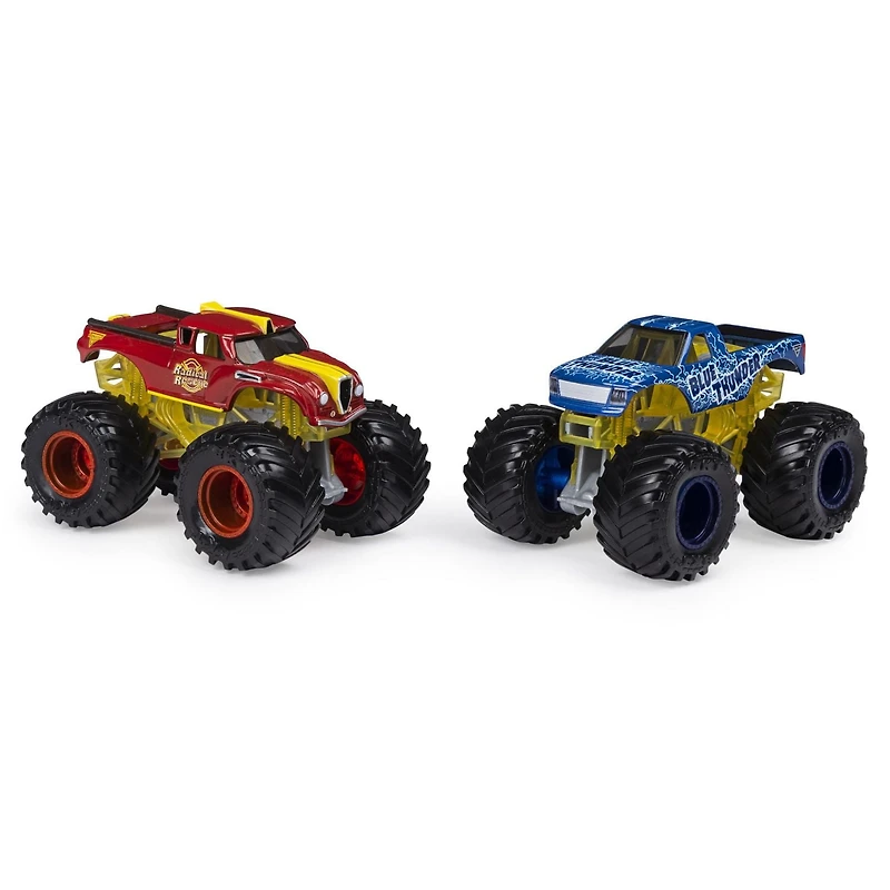Monster Jam, Monster trucks Radical Rescue vs Blue Thunder officiels qui changent de couleur en métal moulé, échelle 1:64