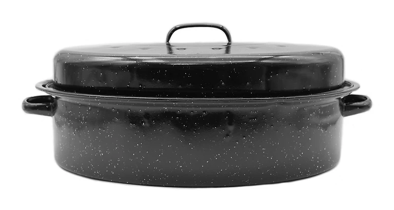 Starfrit 10QT Oval Enamel Carbon Steel Roaster with Lid, Enamel Carbon Steel