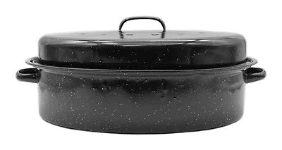 Starfrit 10QT Oval Enamel Carbon Steel Roaster with Lid, Enamel Carbon Steel