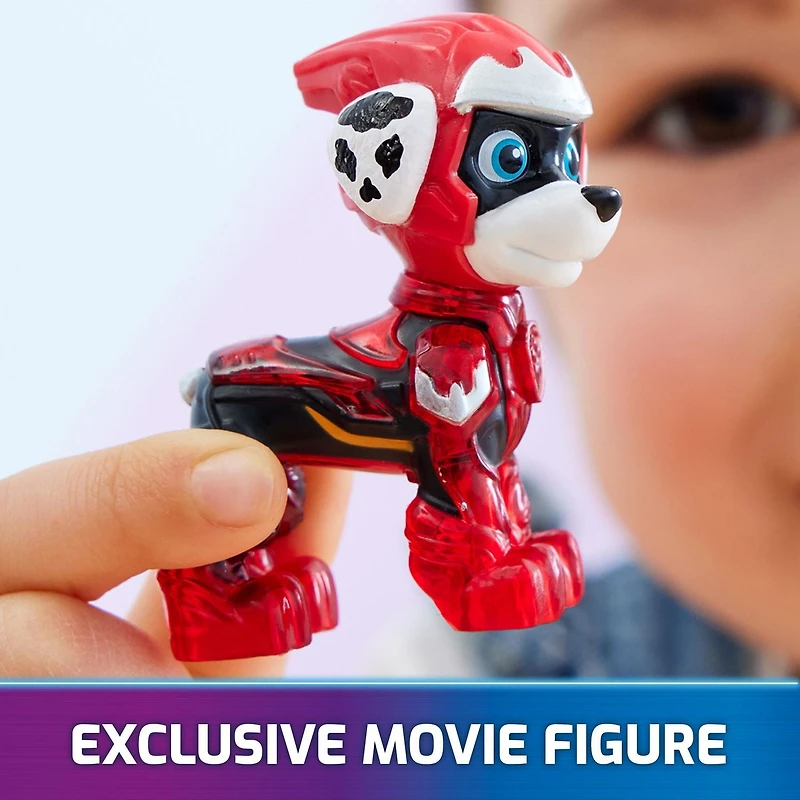 PAW Patrol : La Super Patrouille le film, Camion de pompier avec figurine articulée Marcus Super Patrouille, sons et lumières, jouets pour garçons et filles à partir de 3 ans