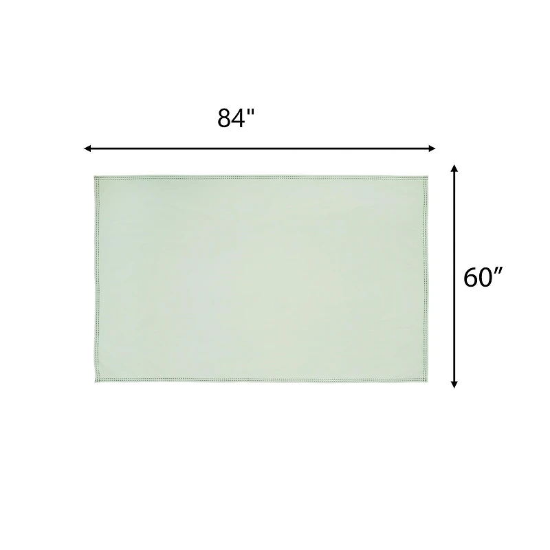 Nappe en tissu à ourlet double surpiqûre, couleur vert sauge, motif Beautiful Home de Drew Barrymore, 213 cm de large x 152 cm de long