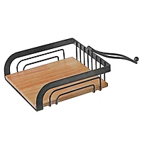 Porte-Serviettes Avec Fond En Bois D'Hévéa