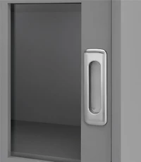 Ameriwood Home Aaron Lane Bibliothèque avec portes coulissantes en verre Blanc