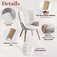 Homy Casa Kids Nursery Chair, Soft Beige Fabric Upholstery, Wing Back Design, 250 lbs Capacity