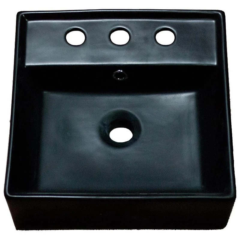 American Imaginations 16.14-in. W Semi-Recessed Black Bathroom Vessel Sink For 3H8-in. Center Drilling AI-28357